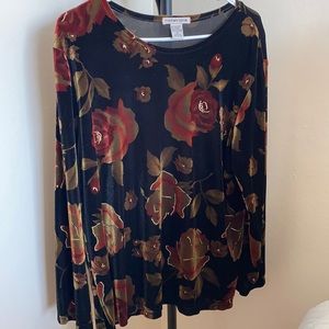 Flower velvet long sleeve shirt size XL
